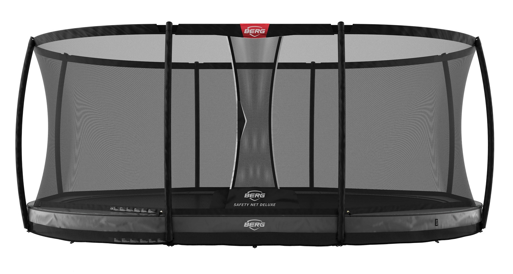 BERG Trampoline Grand Elite met Veiligheidsnet - Safetynet Deluxe - InGround - 520 x 350 cm - Ovaal - Antraciet Grijs
