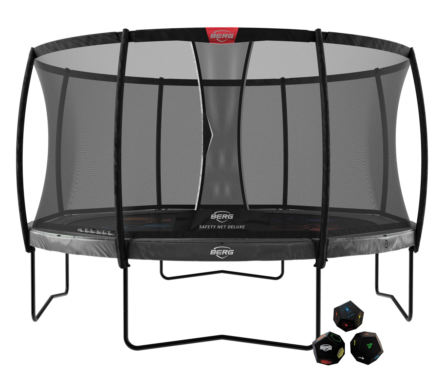 BERG Trampoline Elite Levels met Veiligheidsnet - Safetynet Deluxe - 430 cm - Antraciet Grijs - met Airflow - Twinspring 