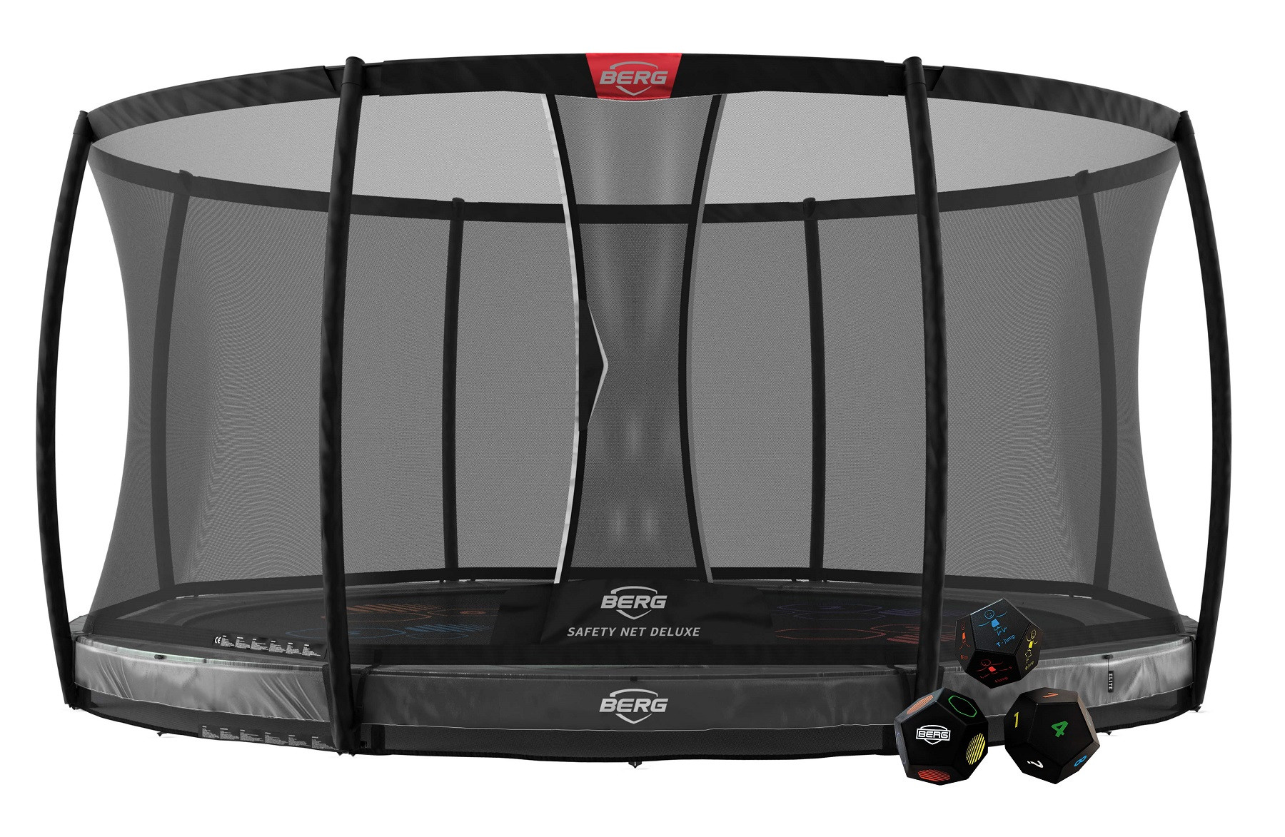 BERG Trampoline Elite Levels met Safetynet Deluxe - Inground - 430 cm - Grijs - met Airflow - Twinspring