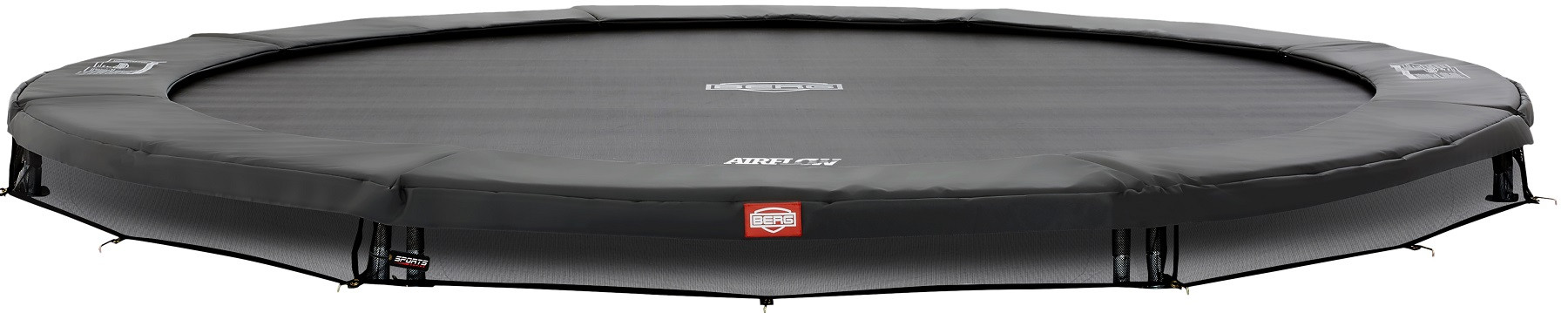 BERG Trampoline Champion - InGround - 380 cm - Antraciet Grijs - met Airflow - Twinspring