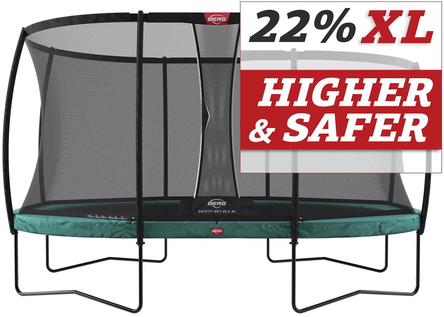 BERG Grand Champion Trampoline - 520 x 350 cm Ovaal + Safety Net Deluxe XL - groen - TwinSpring - Airflow