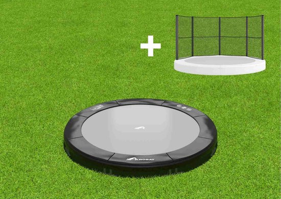 Akrobat Trampoline Primus met Half Veiligheidsnet - Inground - 365 cm - Zwart
