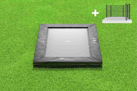 Akrobat Trampoline Primus met Half Veiligheidsnet - Inground - 335 x 244 cm - Zwart