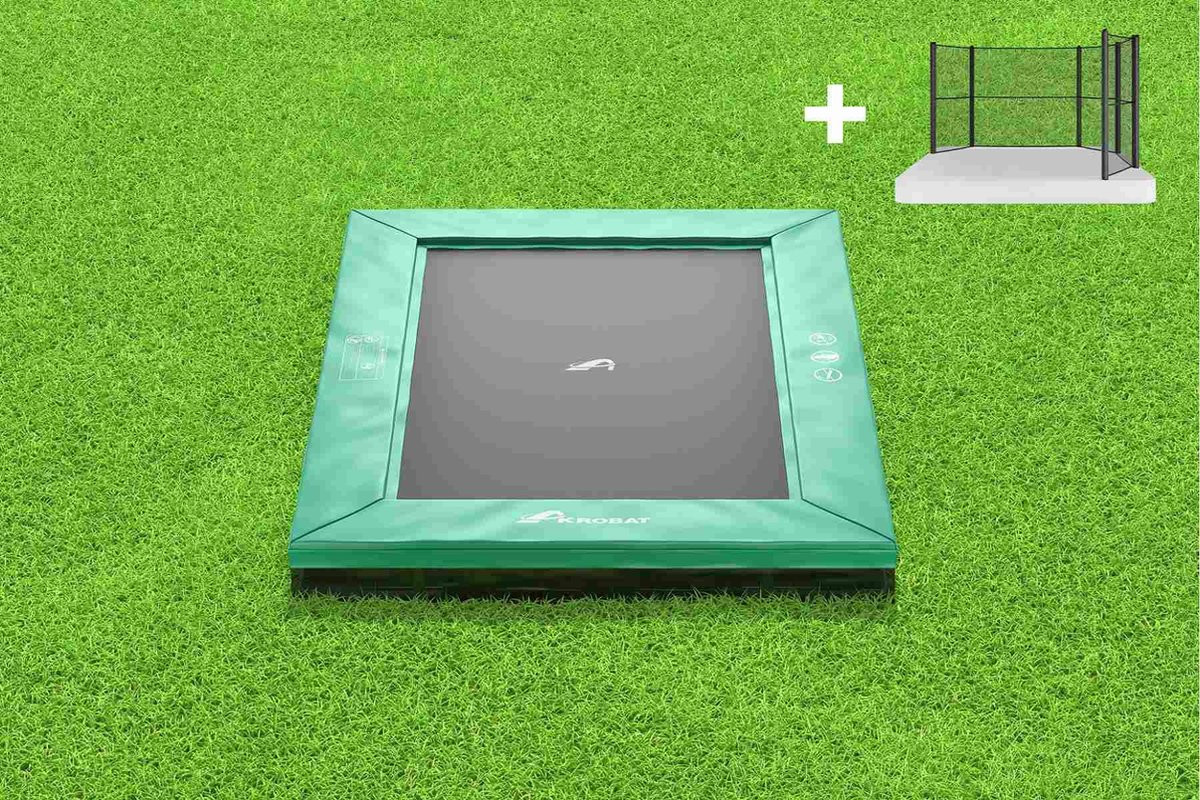 Akrobat Trampoline Primus met Half Veiligheidsnet - Inground - 335 x 244 cm - Groen