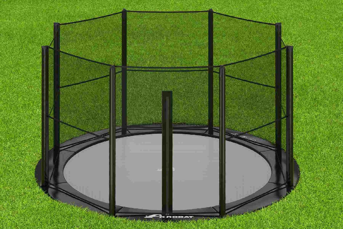 Akrobat Trampoline Primus met Veiligheidsnet - Flat to the Ground - 244 cm - Zwart