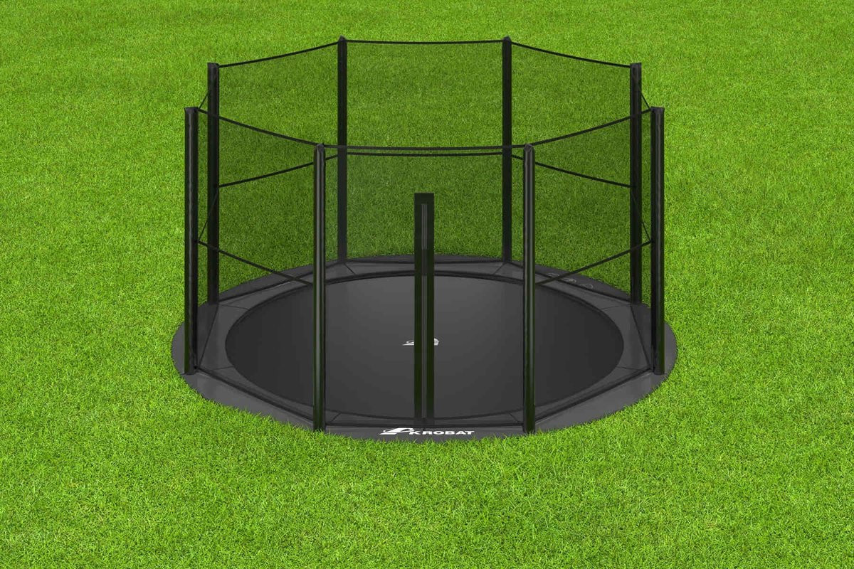 Akrobat Trampoline Primus met Veiligheidsnet - Flat to the Ground - 305 cm - Antraciet 