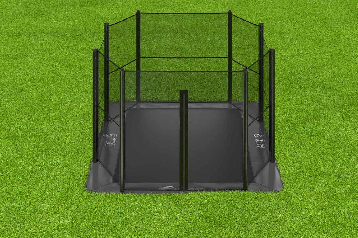 Akrobat Trampoline Primus met Veiligheidsnet - Flat to the Ground - 380 x 250 cm - Antraciet 