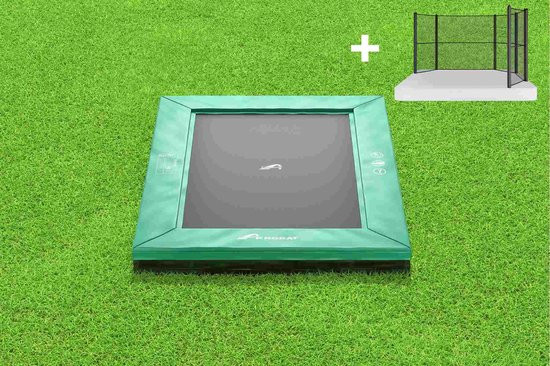 Akrobat Trampoline Orbit met Half Veiligheidsnet - Inground - 305 x 183 cm - Groen