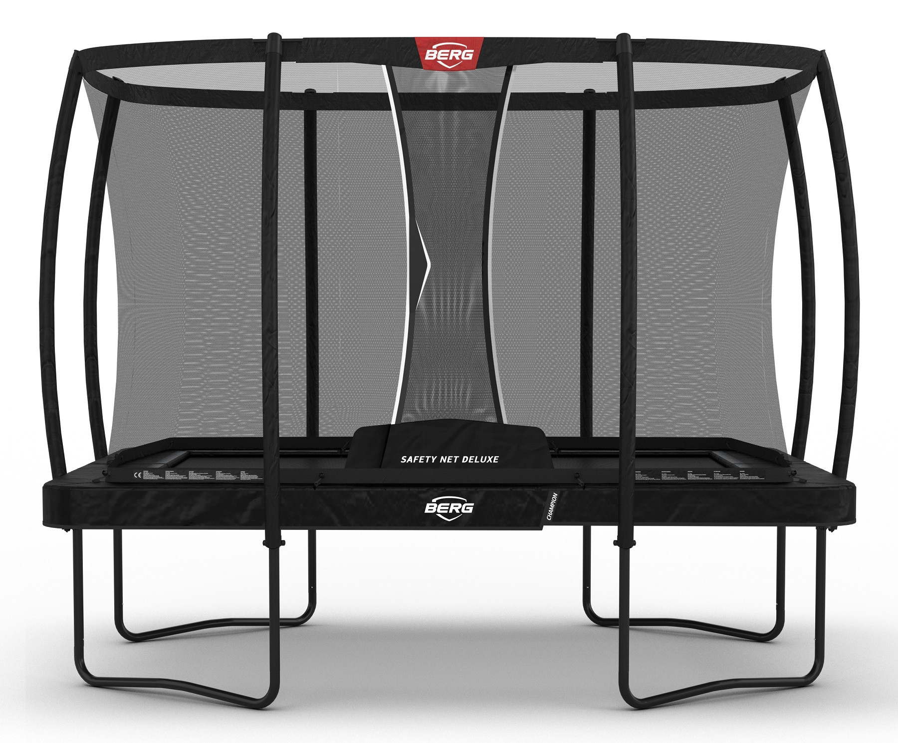 BERG Trampoline Ultim Champion met Veiligheidsnet - Safetynet Deluxe - 330 x 220 cm - Zwart Limited Edition - met Airflow PRO Springmat