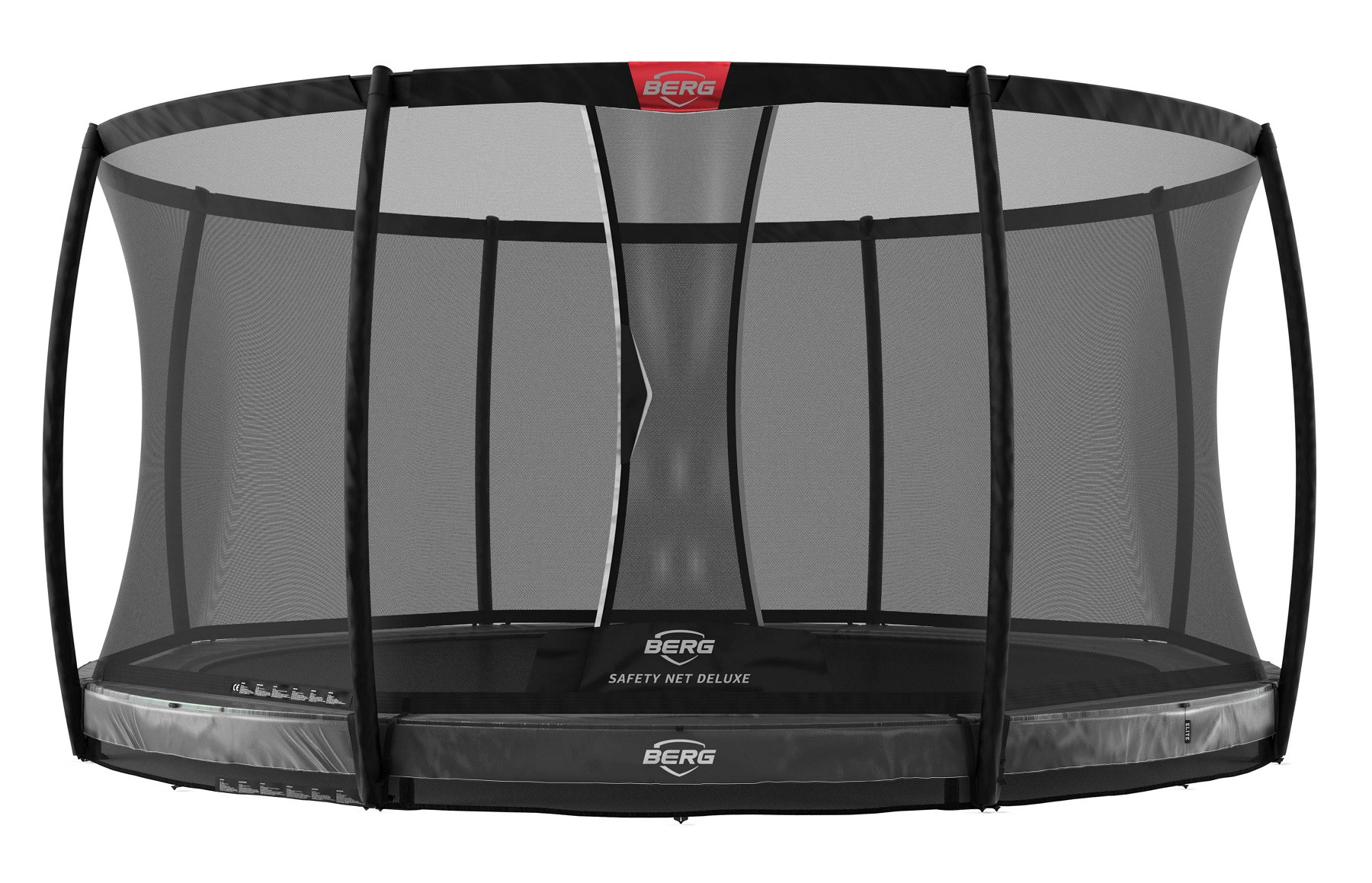 BERG Trampoline Elite met Veiligheidsnet - Safetynet Deluxe - Inground - 430 cm - Antraciet Grijs 