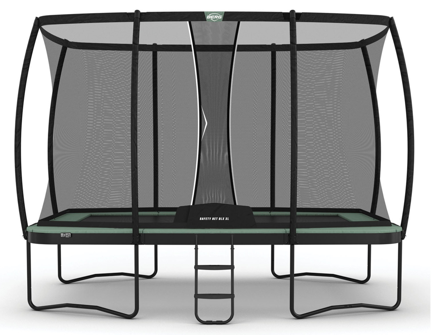 BERG Trampoline Ultim Champion ECO met Veiligheidsnet - Safetynet Deluxe XL - Regular - 410 x 250 cm - Groen - Airflow PRO Springmat