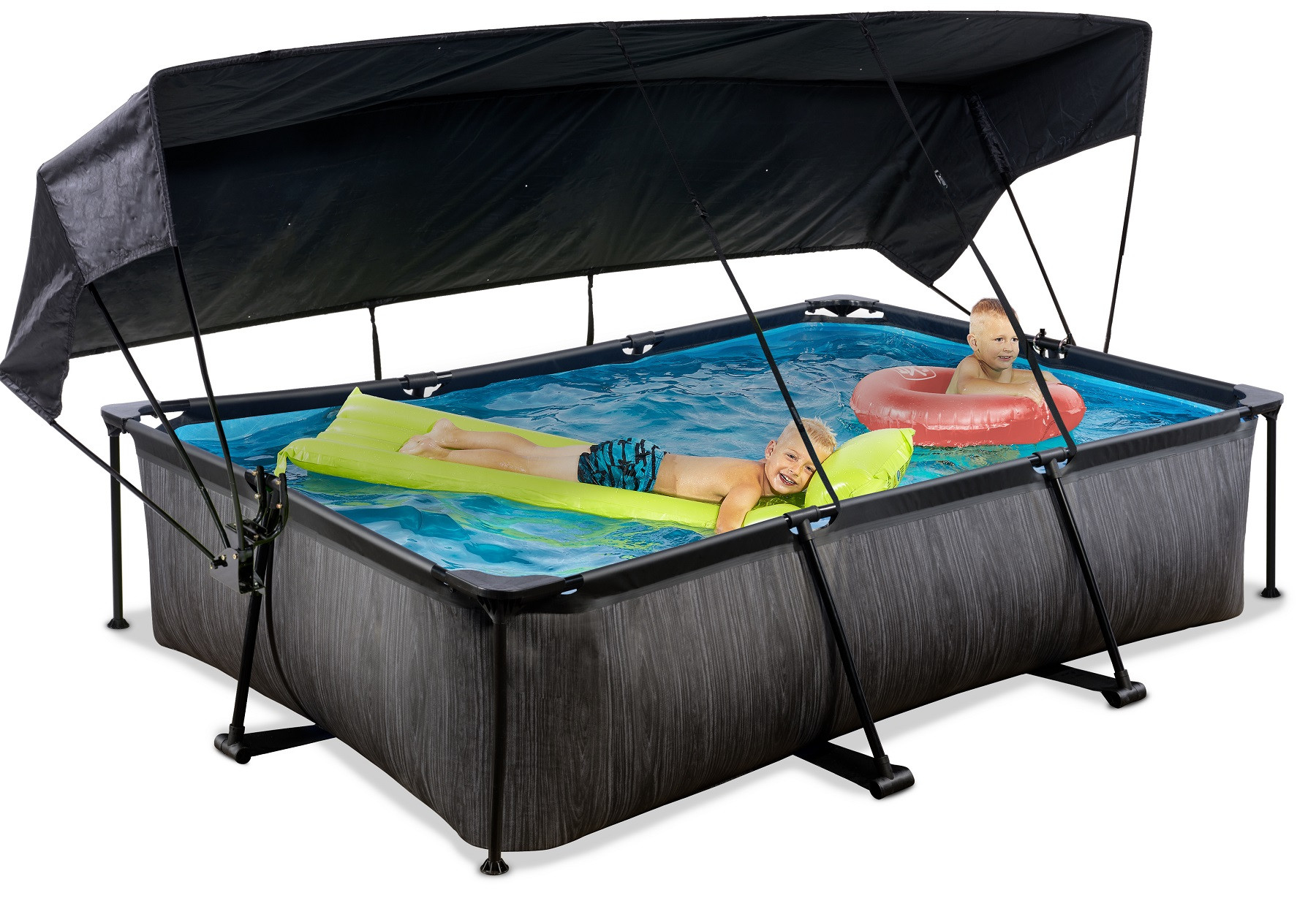 EXIT Frame Zwembad - Black Wood - 300 x 200 x 65 cm - met Zonnedak en Filterpomp - Limited Edition