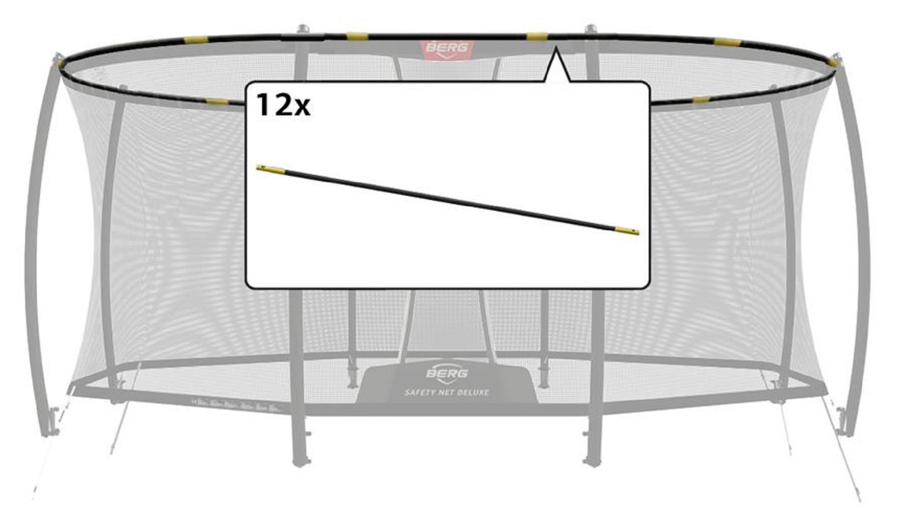 BERG Trampoline Grand Safetynet Deluxe Hoepelset - 470 x 310 cm - Geschikt voor de .01 Versie