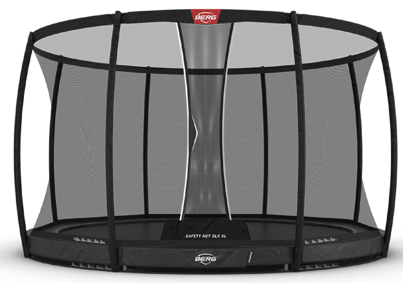 BERG Trampoline Champion met Veiligheidsnet - Safetynet Deluxe XL - Inground - 430 cm - Antraciet Grijs - met AirFlow PRO Springmat - Twinspring