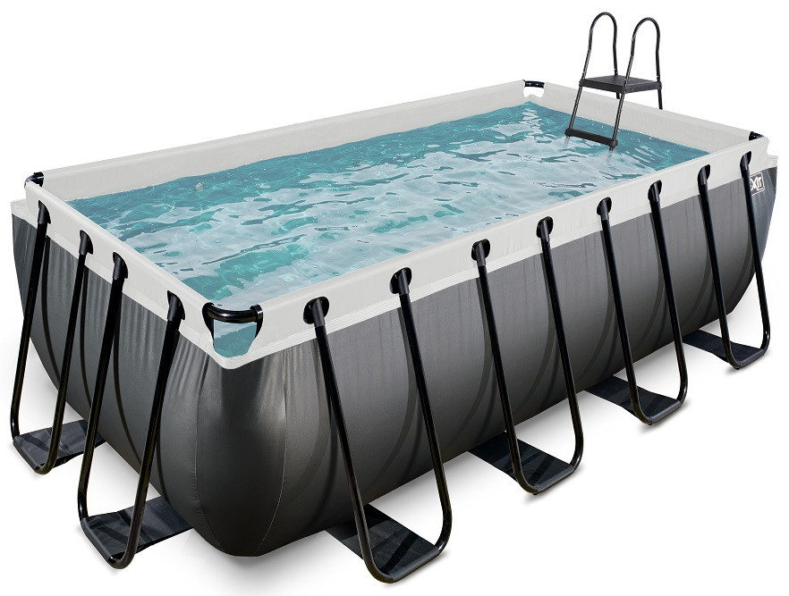 EXIT Frame Zwembad - Black Leather - 400 x 200 x 122 cm - met Cartridge Filterpomp - Zwart