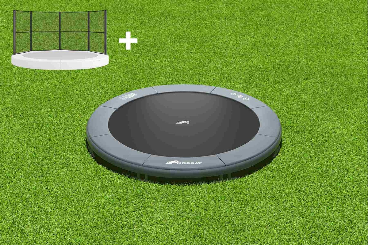 Akrobat Trampoline Orbit met Half Veiligheidsnet - Inground - 305 cm - Grijs 