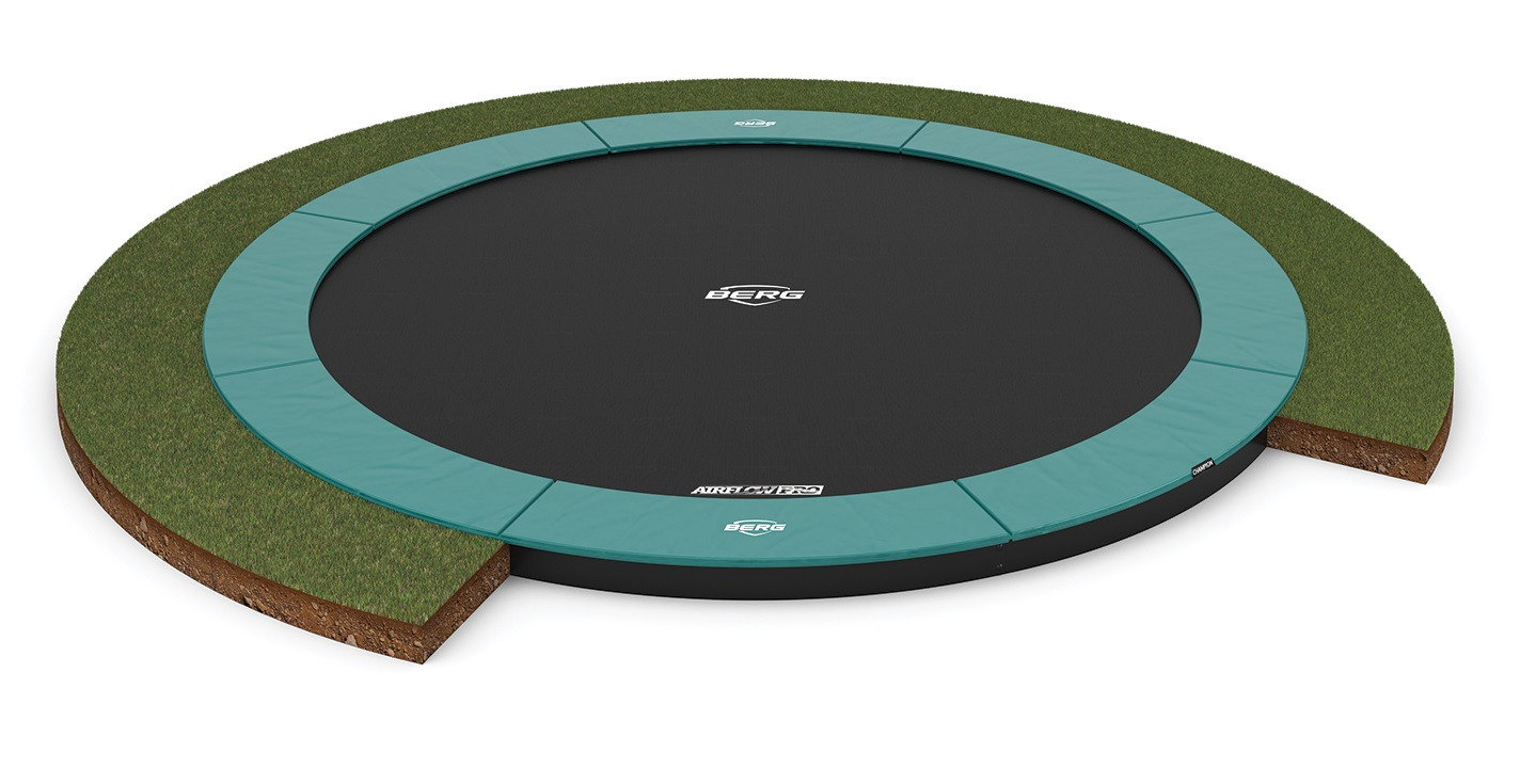 BERG Trampoline Champion - FlatGround - 380 cm - Groen - met Airflow PRO Springmat - Twinspring 