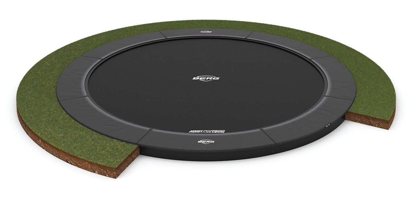 BERG Trampoline Champion - FlatGround - 430 cm - Antraciet Grijs - met Airflow PRO Springmat - Twinspring 