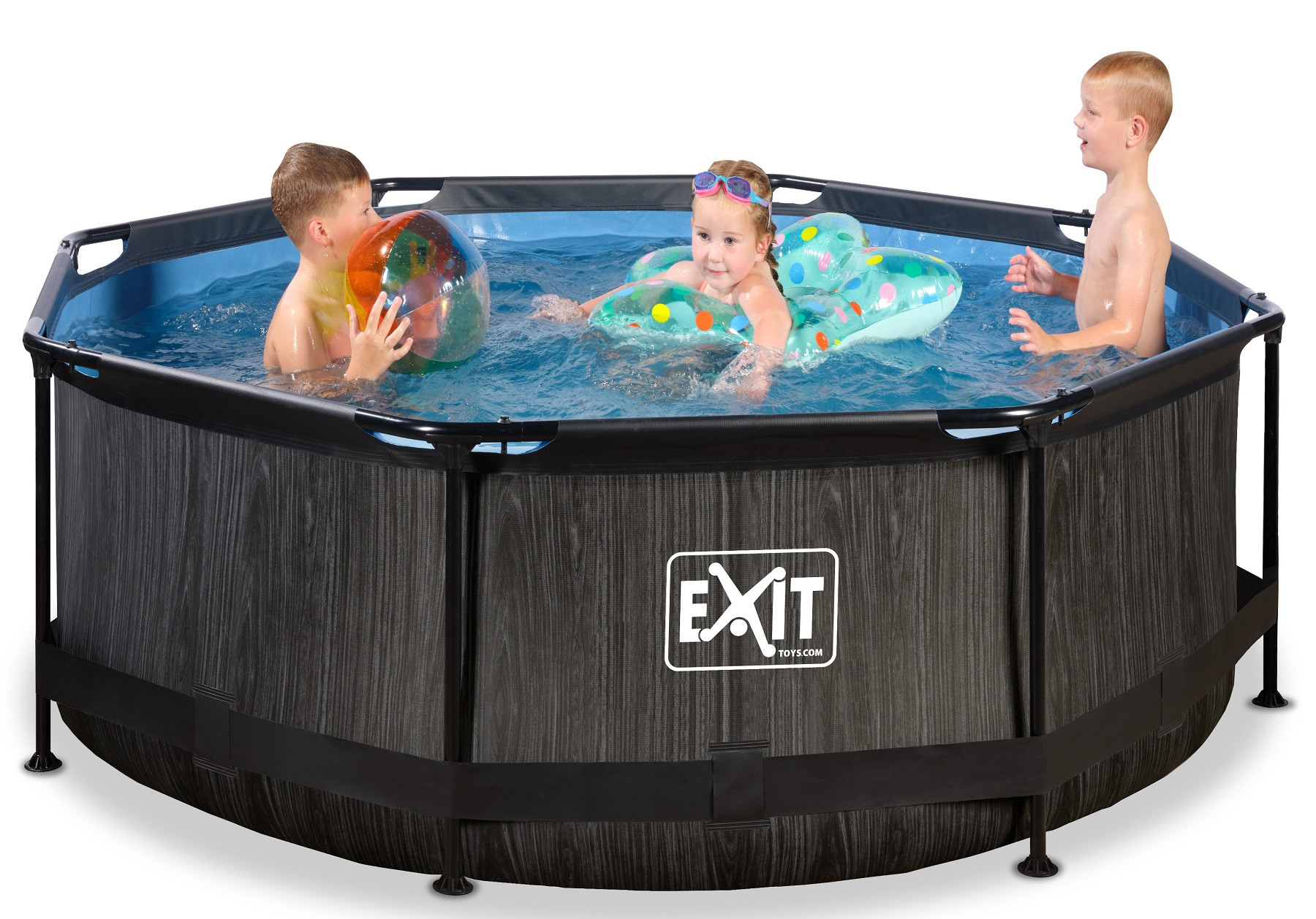 Exit Frame Exit EXIT Frame Zwembad - Black Wood - ø 244 x 76 cm - met Filterpomp ...