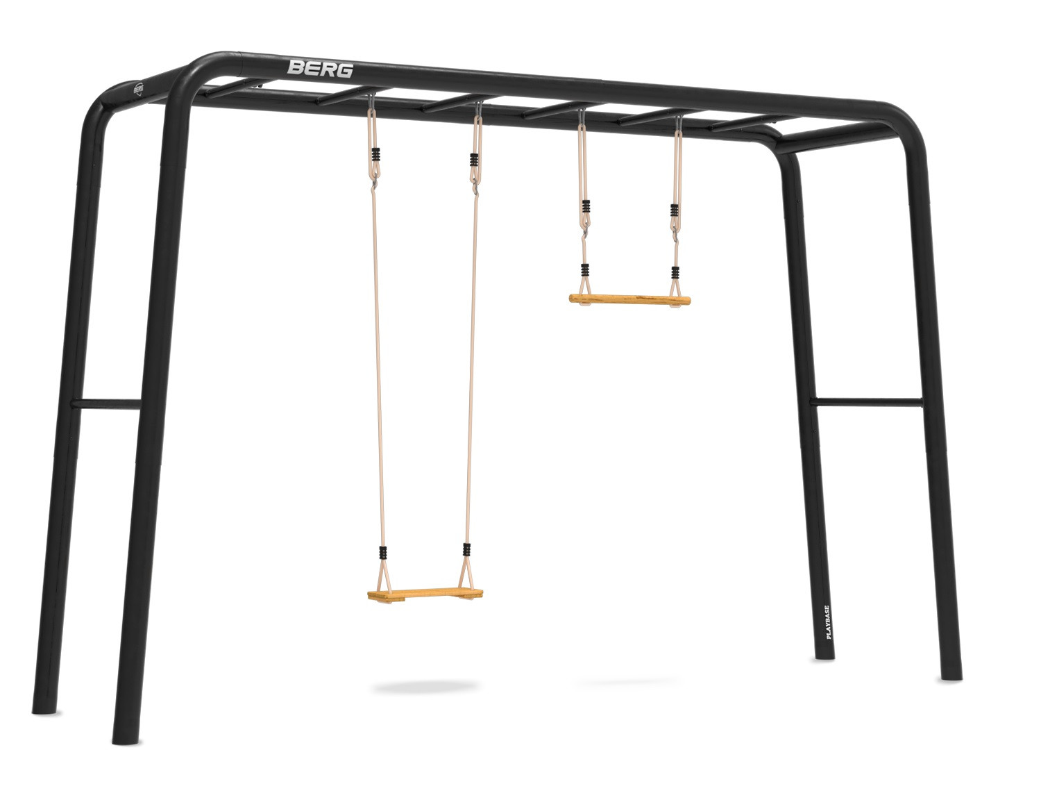 BERG PlayBase Large TT 3-in-1 Speeltoestel - met 2 Rekstokken, Houten Schommel en Trapeze