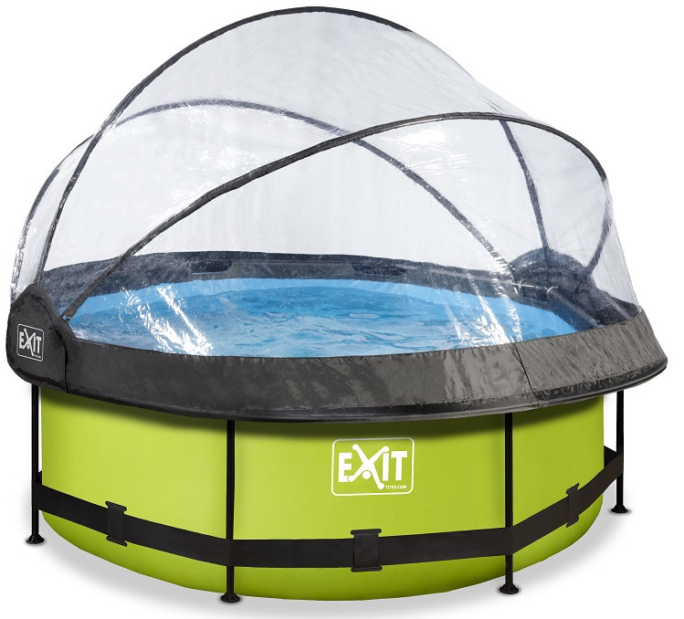 EXIT Frame Zwembad - Lime - ø 244 x 76 cm - met Overkapping en Cartridge Filterpomp - Groen