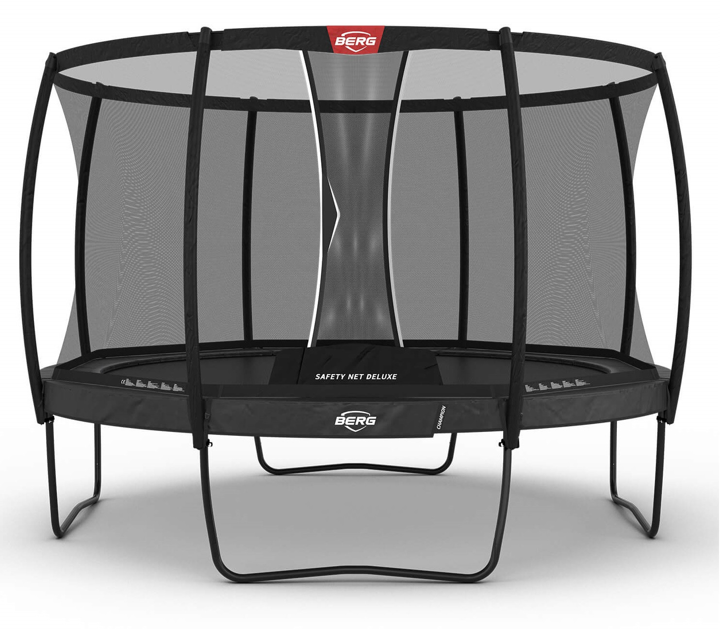 BERG Trampoline Champion met Veiligheidsnet - Safetynet Deluxe - 380 cm - Antraciet Grijs - Airflow PRO - Twinspring