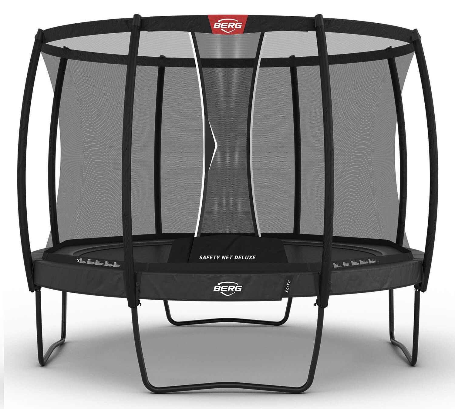 BERG Trampoline Elite met Veiligheidsnet - Safetynet Deluxe - 330 cm - Antraciet Grijs - Airflow PRO - Twinspring