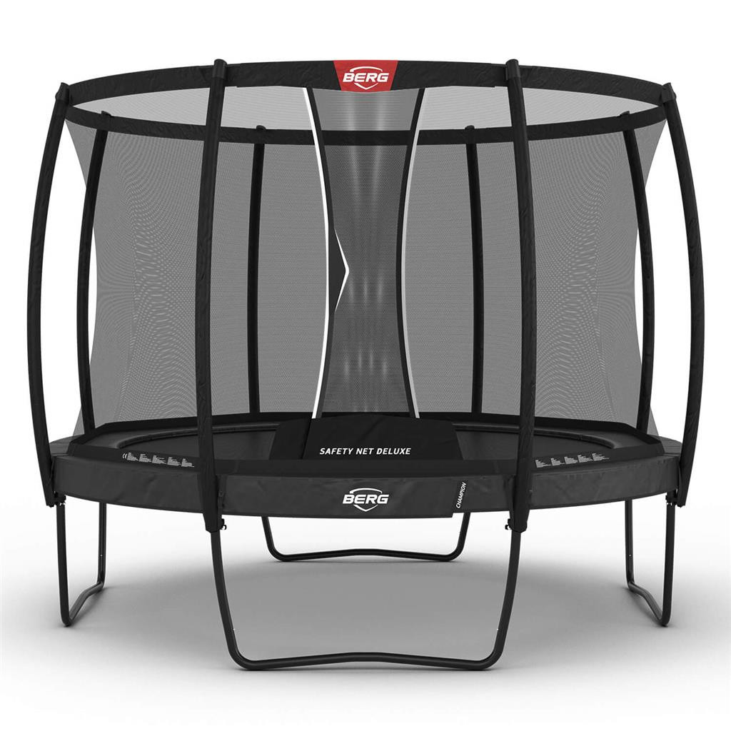 BERG Trampoline Champion met Veiligheidsnet - Safetynet Deluxe - 330 cm - Antraciet Grijs - Airflow PRO - Twinspring 
