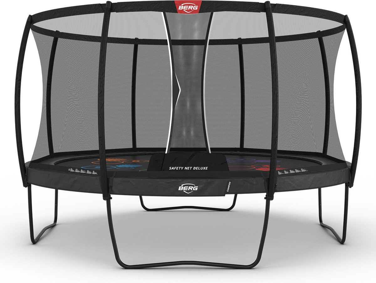 BERG Trampoline Champion Levels met Veiligheidsnet - Safetynet Deluxe XL - 430 cm - Antraciet Grijs - Airflow PRO - Twinspring