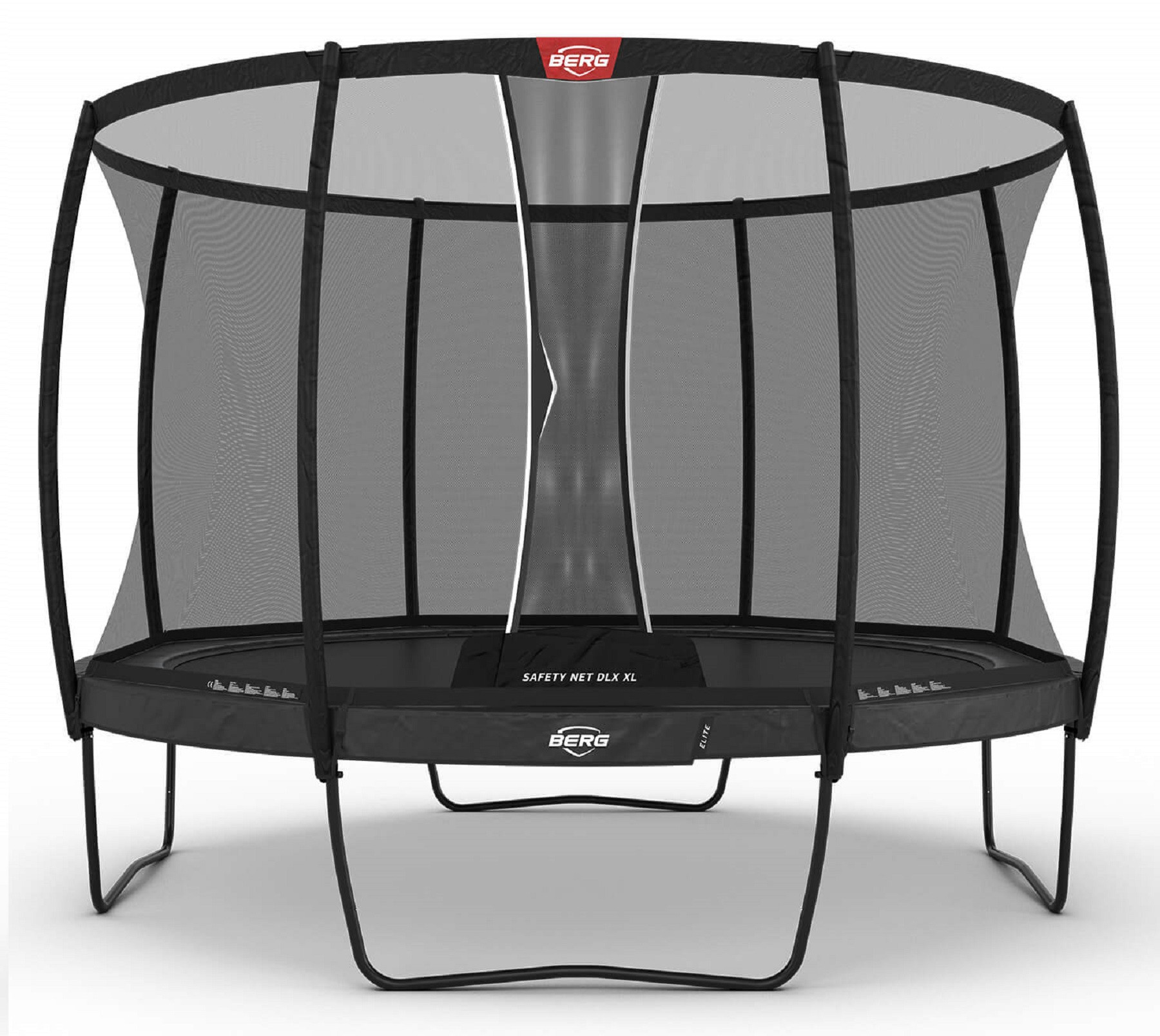 BERG Trampoline Elite met Veiligheidsnet - Safetynet Deluxe XL - 430 cm - Antraciet Grijs - Airflow PRO - Twinspring