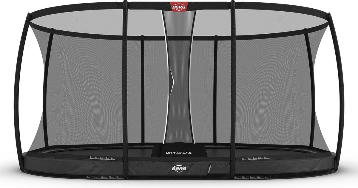 BERG Trampoline Grand Champion met Veiligheidsnet - Safetynet Deluxe XL - InGround - 520 x 350 cm - Antraciet Grijs - Airflow PRO - Twinspring