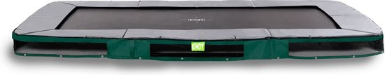 EXIT Elegant Premium Inground Trampoline - 427 x 244 cm - Groen - Grijze Beschermrand met Groene Rok