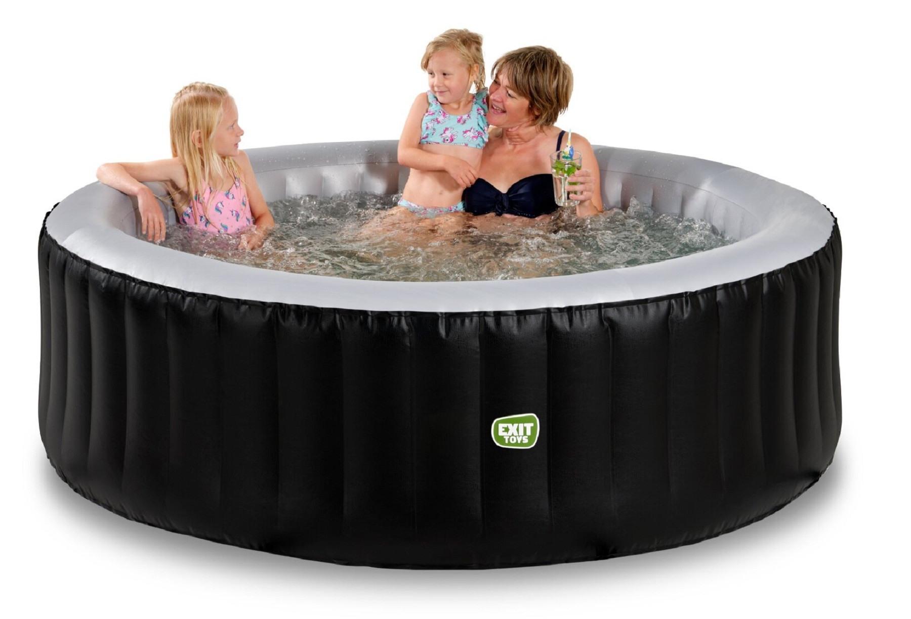 EXIT Silver Classic Spa - 4 Personen - 204 x 65 cm - Zwart - Opblaasbaar Bubbelbad